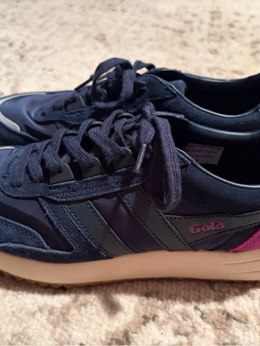 Gola Navy Sneakers with Pink Logo Accent